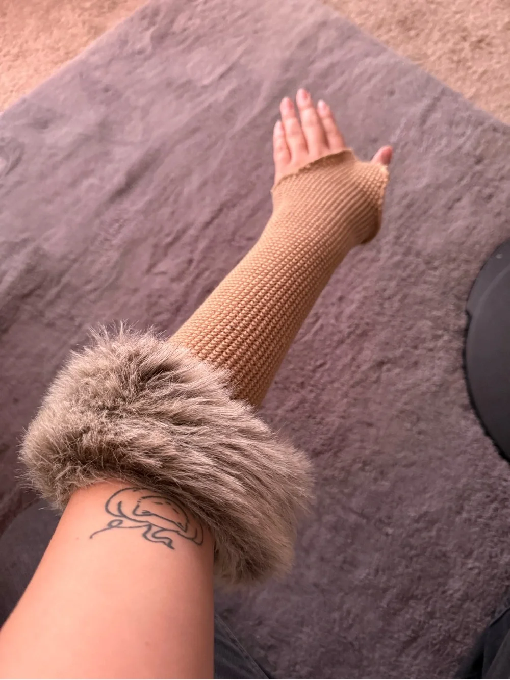 Y2K Arm Warmers with Faux Fur Cuffs